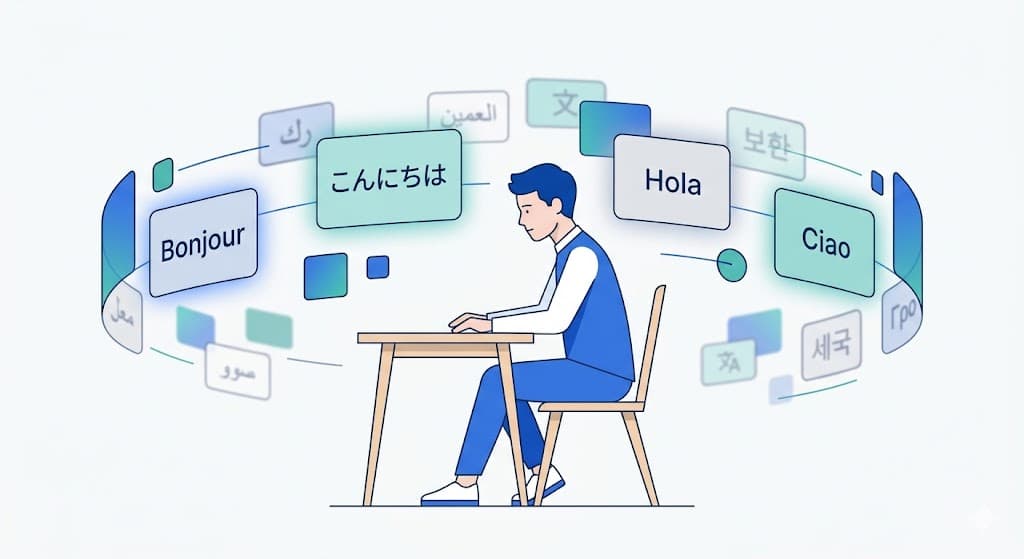 Pessoa estudando idiomas